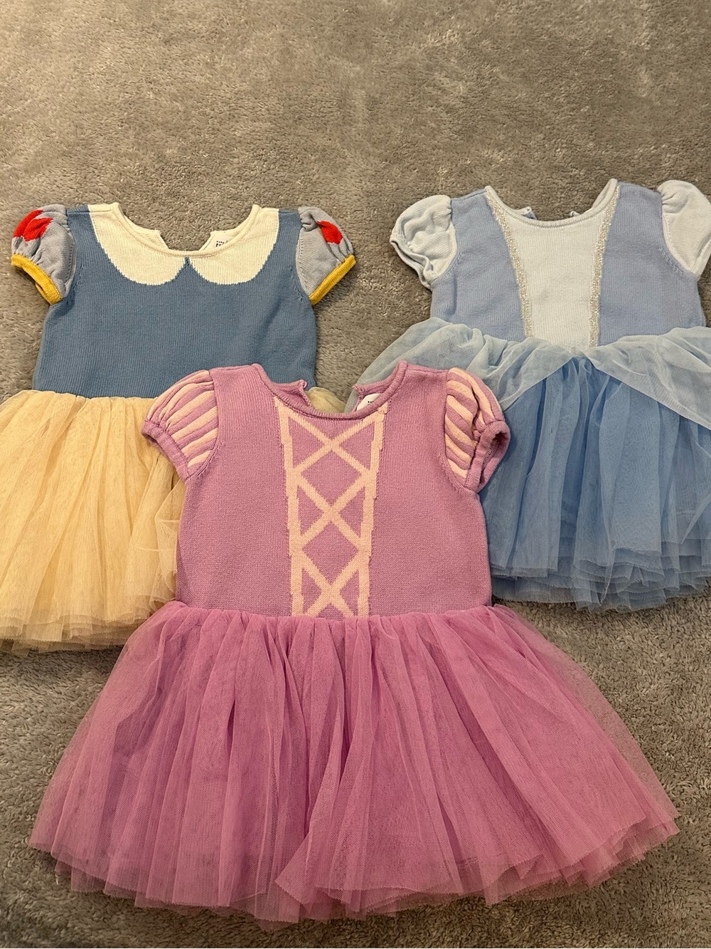GAP Disney Girls' Princess Tulle Dresses - Set of 3, 12-18 Month Size